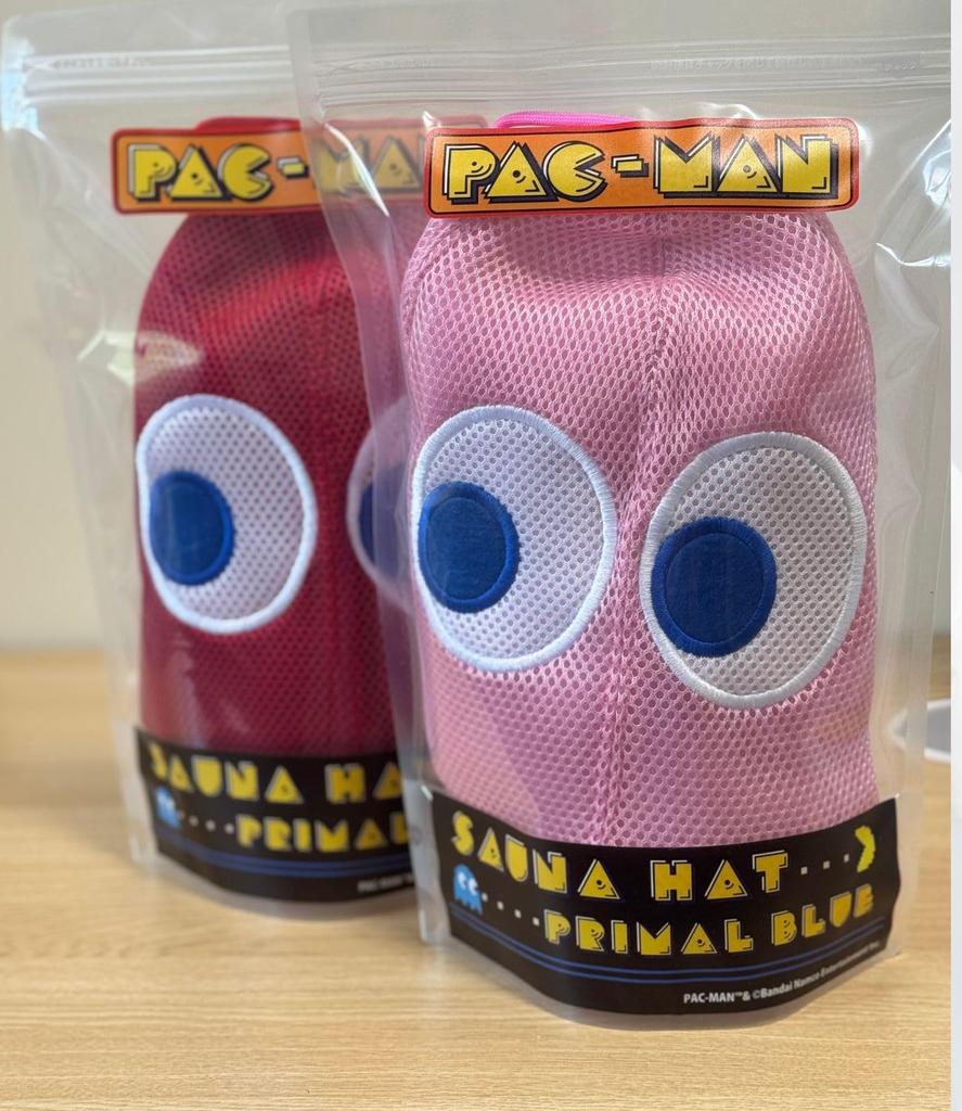 45th Anniversary Ghost Sauna Hat Featuring and Pinky [Primal Blue] PAC-MAN Full-Face Pac-Man, Inky, Clyde, (Blinky / Red)