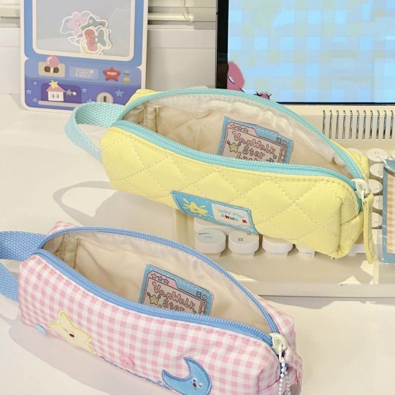 Ins Style Simple Star Large Capacity Pen Bag Pencil Case Student Stationery Simple Pencil Box Storage Bag School Supplies