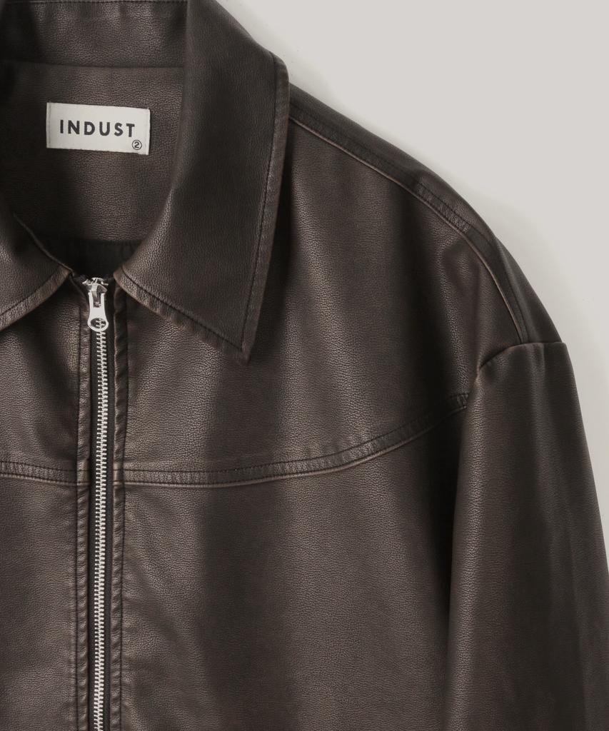Indust Vtg Washed Leather Jacket_Brown