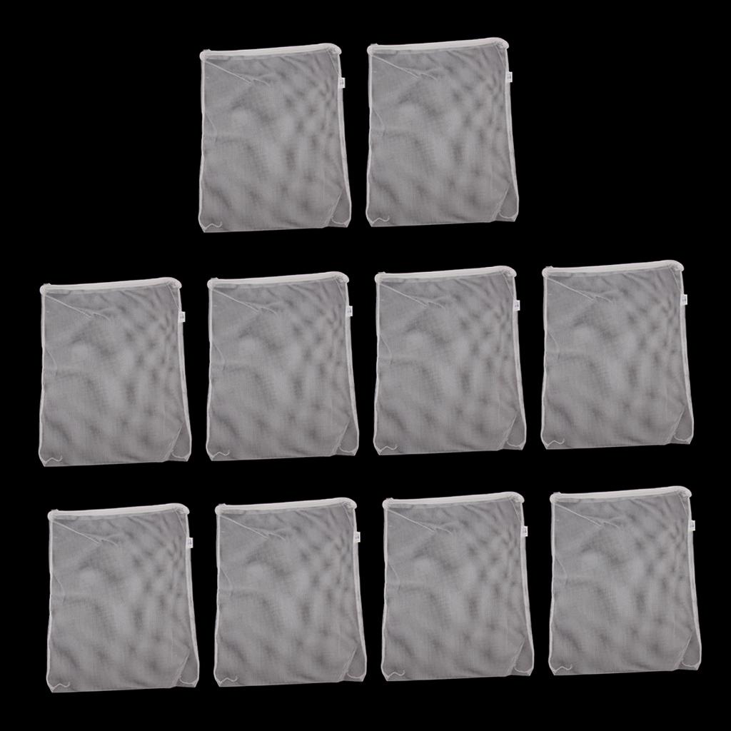 Filter Media Bags, Aquarium Nylon Mesh Bags with Zipper, Fish Tank White Net for Pellet Carbon,