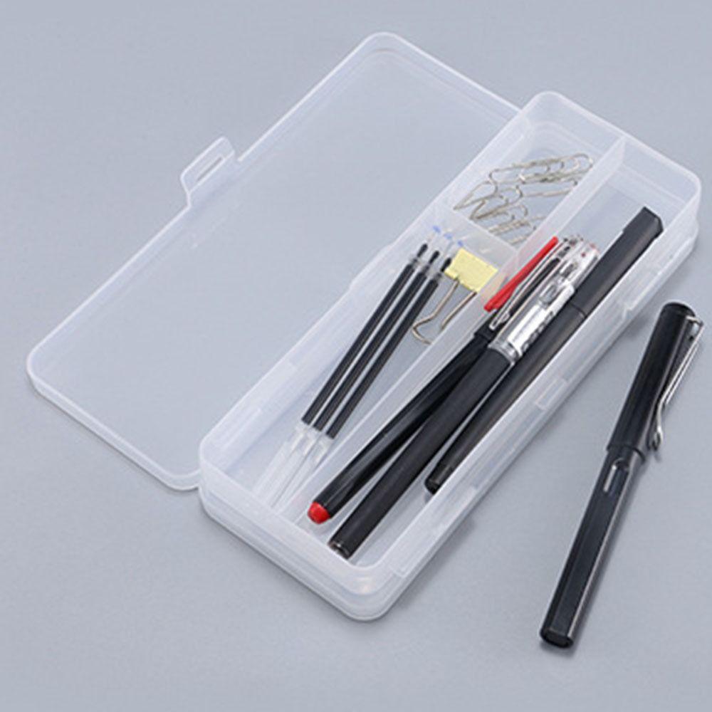 Macaron Transparent Pencil Case Plastic Simple Pen Case Durable Dual-Layer Pencil Box  Stationery