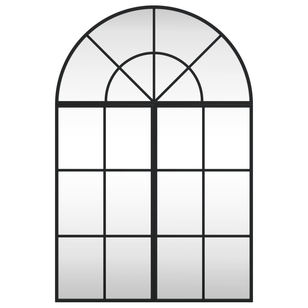 Wall Mirror Black 60x90 cm Curved Iron