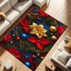 1pc Christmas Flower Poinsettia Area Rug, Slip-Resistant, Easy-Clean, Stain-Resistant, Perfect for Cozy Living Rooms, Bedrooms, Kitchens, Of