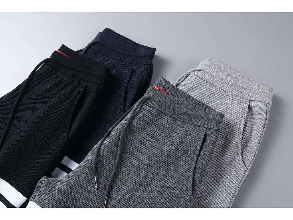 TB JL Four-Bar Waffle Sweatpants: Trendy European & American Loose Casual Trousers for Men & Women, Perfect for Autumn & Winter.
