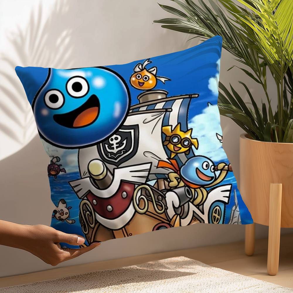 D-Dragon Quest Slime Pillow Case Plush Fabric Soft Pillowcase Double Sided Print Cushion Cover Household Gifts