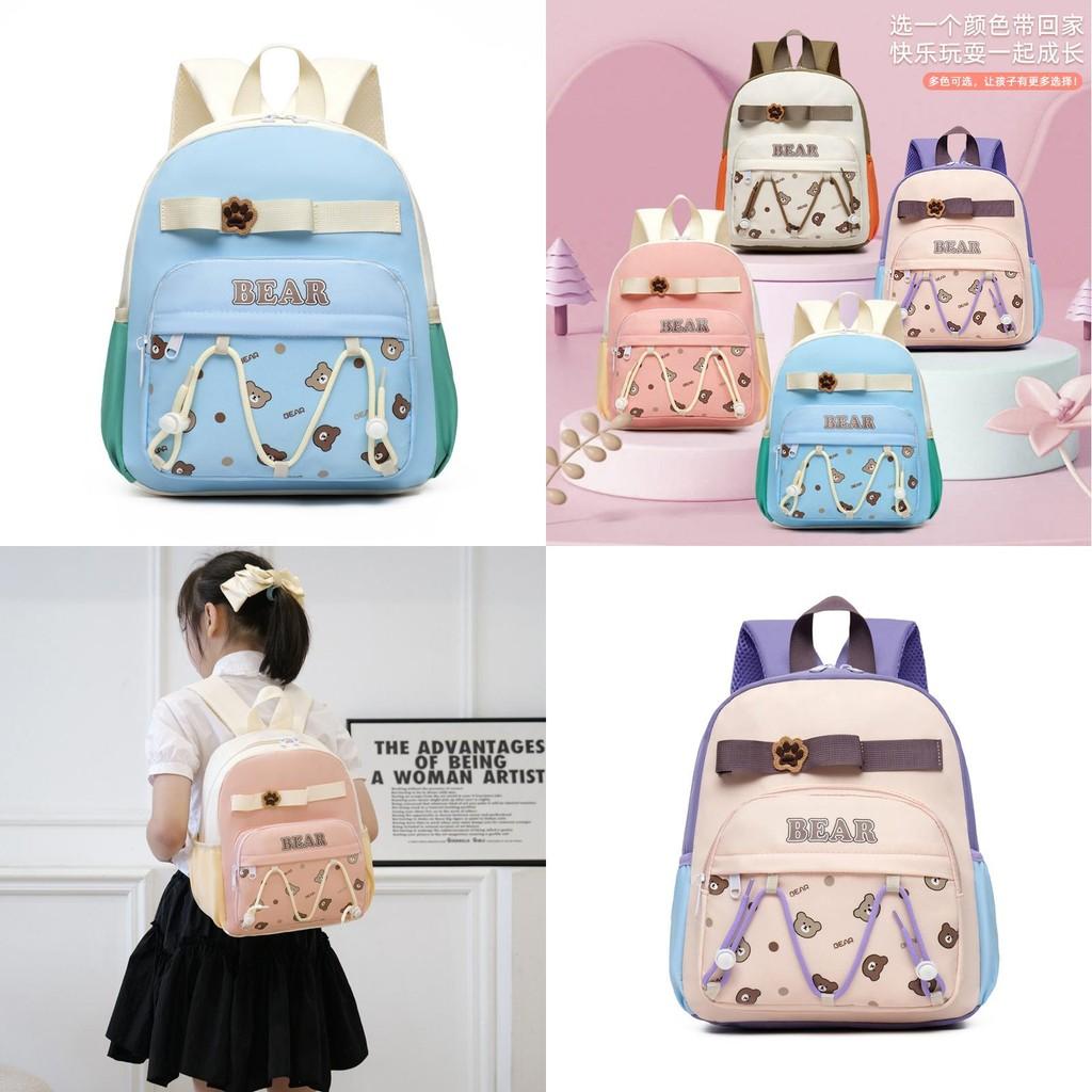 Eye-catching And Comfy Kids Oxford Fabric Backpack For Kindergarten With Adorable Bear Design For School