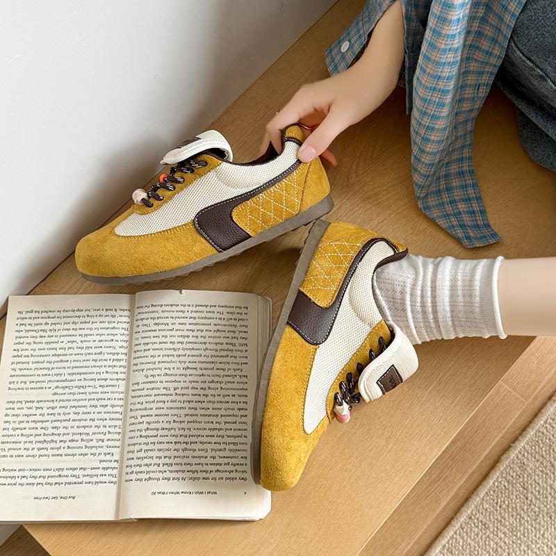 Retro Contrasting Color Splicing Flip Cover Dexun Shoes Women's 2025 New Fashionable Versatile Mesh Breathable Casual Sports Shoes