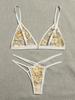 European & American Women's Sexy Lingerie: Printed Sheer Three-Piece Set