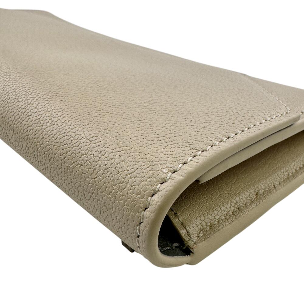 Balenciaga 736732 Continental Wallet Leather Envelope Purse Beige Leather Women Used