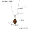 Fashionable Black Agate Pendant Necklace with Adjustable Stainless Steel Long Chain
