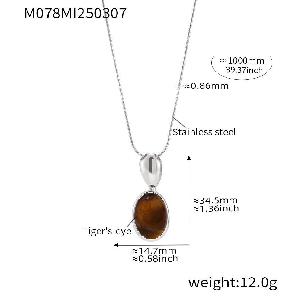 Fashionable Black Agate Pendant Necklace with Adjustable Stainless Steel Long Chain
