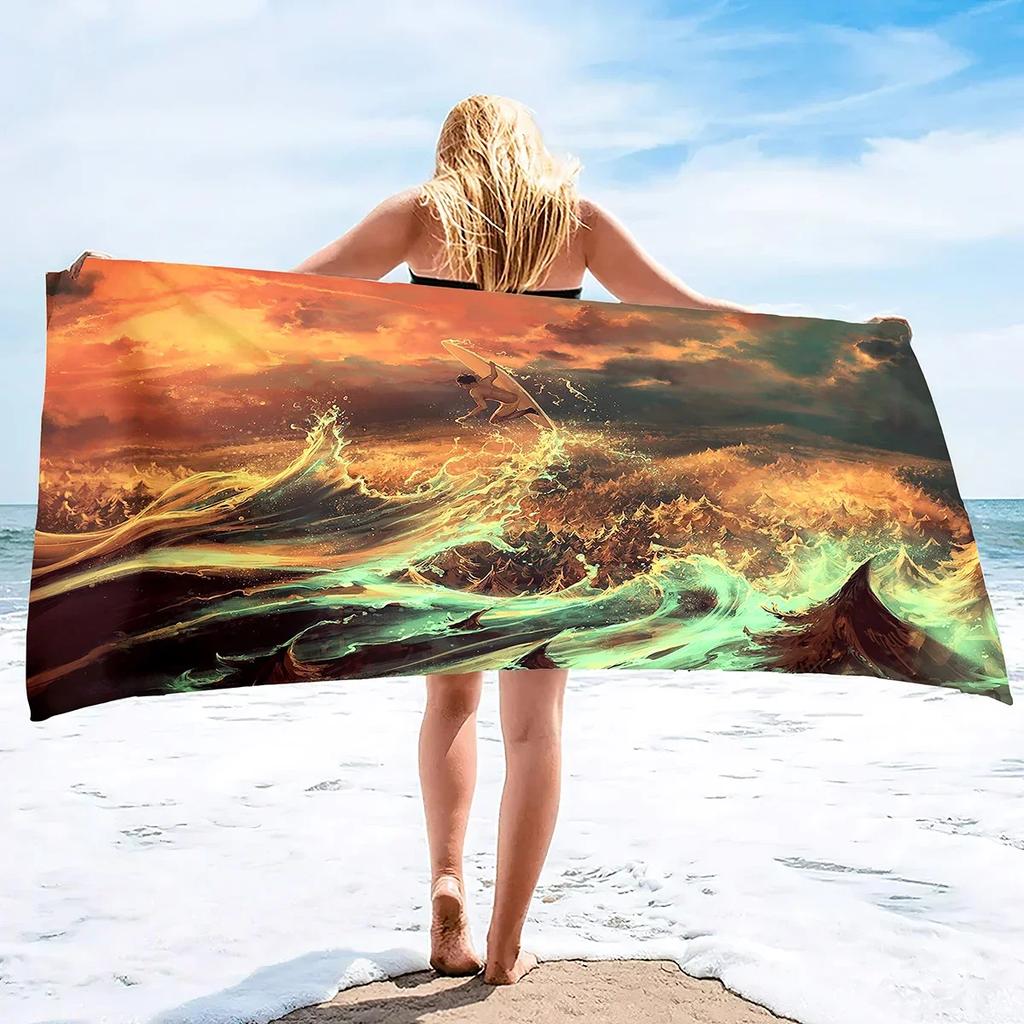 Microfiber Beach Towels Quick Drying Towels,Ink Painting Style Absorbent Sand Free Swim Pool Pool Towels Blanket for Camping