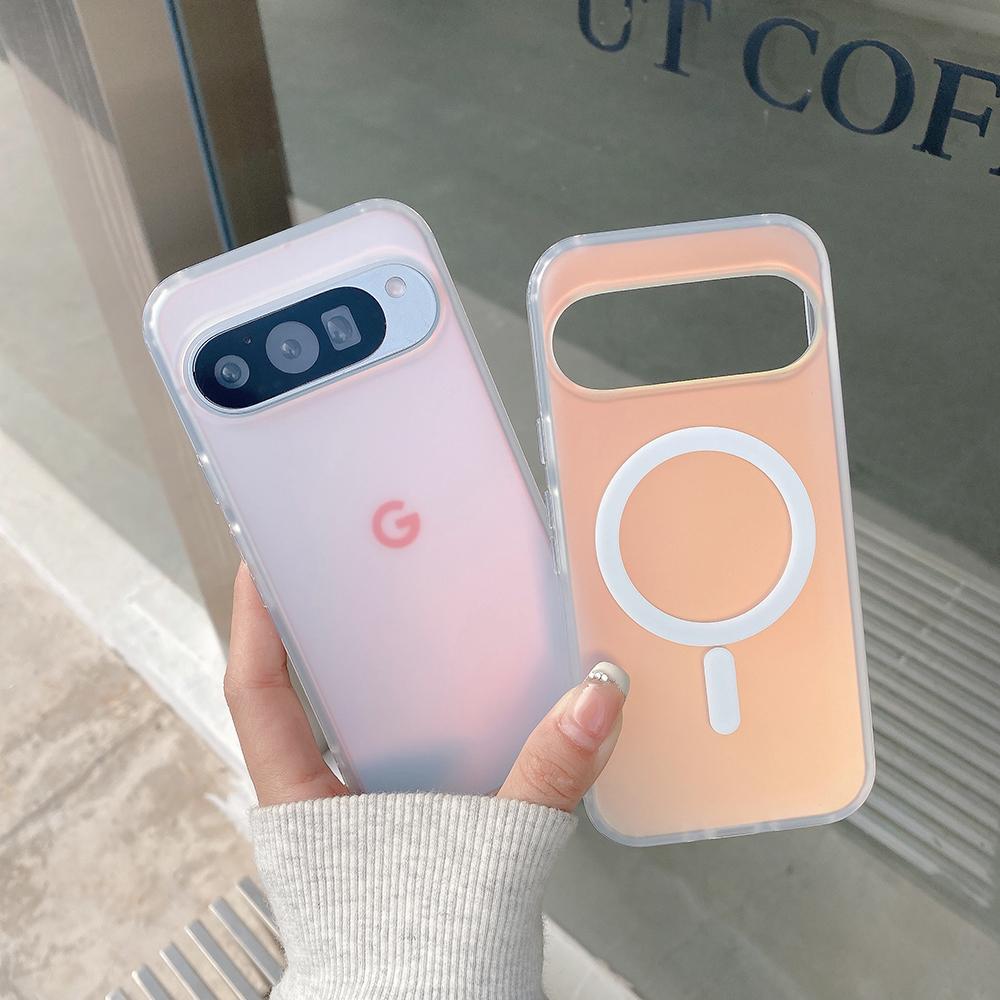 Laser Gradient For Magsafe Magnetic Silicon Case For Google Pixel 10 9 Pro XL 10 9 Pro 9A Wireless Charge Colorful Frosted Cover