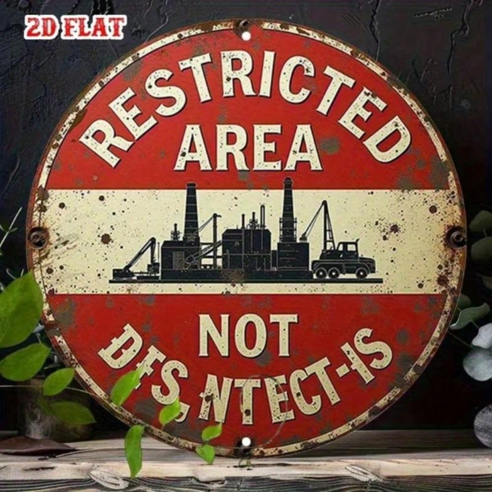 Vintage Industrial Round Metal Wall Sign for Garage