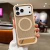 iPhone16 Summer Honeycomb Heat Dissipation Case for Apple 17 Pro Max with Invisible Stand and Magnetic Protection for iPhone 14/15.