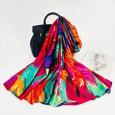 Spring Scarf Women'S Luxury Design Polyester Material Smooth Scarf Soft Shawl Beach