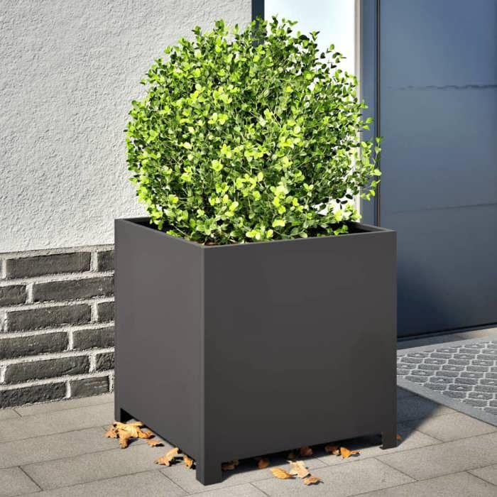 VidaXL Planter Black 50x50x50 Cm Steel, Planter, Patio Planter, Flower Box, Outdoor Planter, Box To 851213