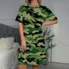 Camouflage Print, Camo Dress, Short Sleeve Tee Shirt Dress, Army Green Pattern, Casual Loose Fit, Summer Daily Wear