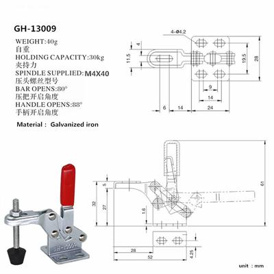 GH-13009  Vertical Quick Release Clamp Tool  Fixed Toggle Clamp for Woodworking, Welding, Repair Bench 13009