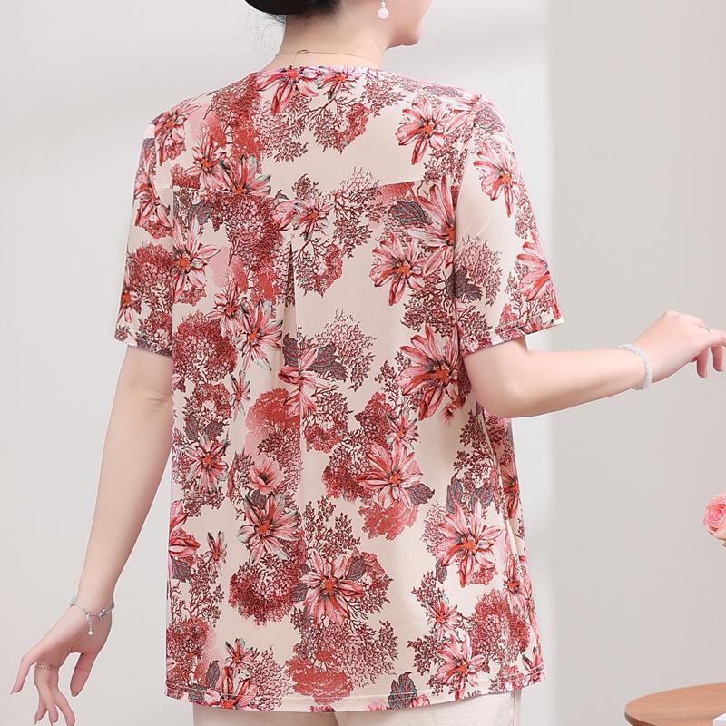 Plus Size Elegant Women's Blouses Summer Oversize Tops Woman Casual Short Sleeve Shirts