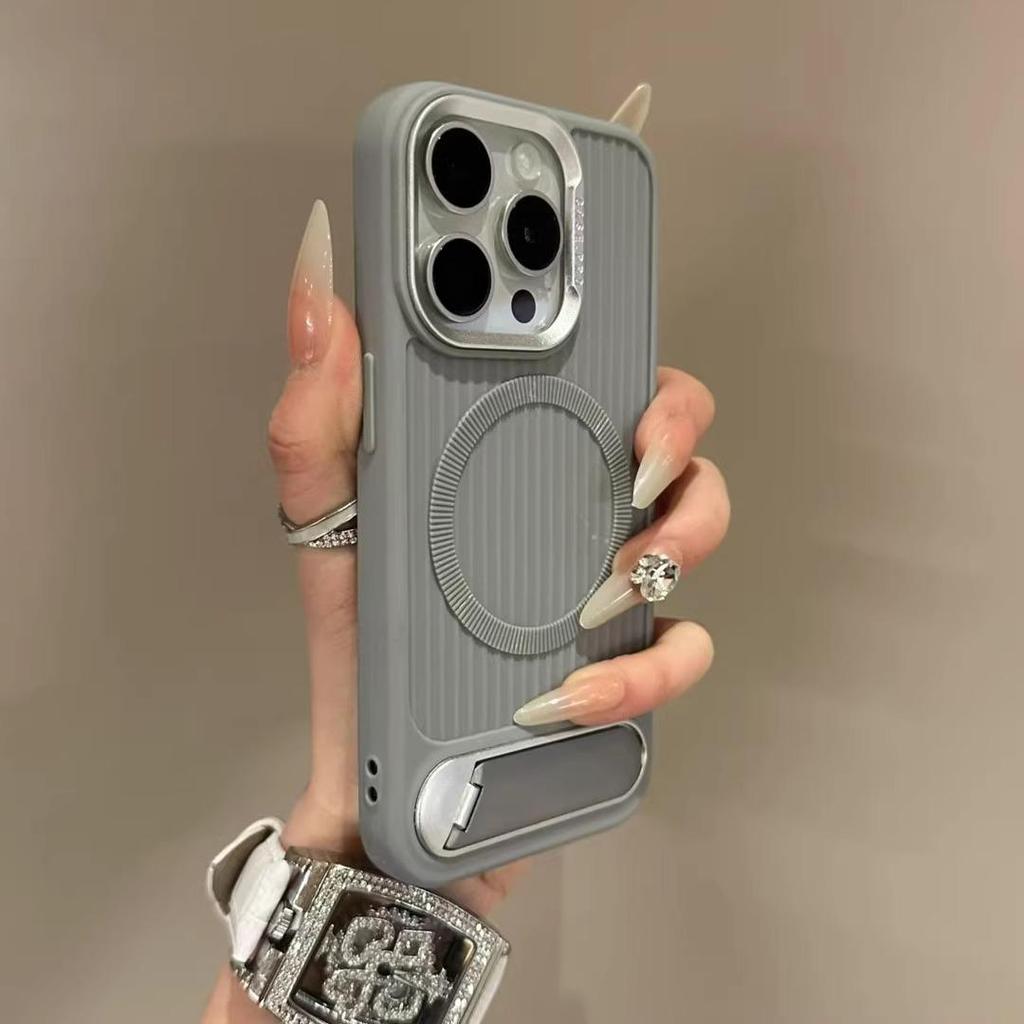 Invisible Folding Bracket Magnetic For Magsafe Case For iPhone 16 Pro Max 15 14 13 12 11 Pro Soft Silicone Shockproof Cover