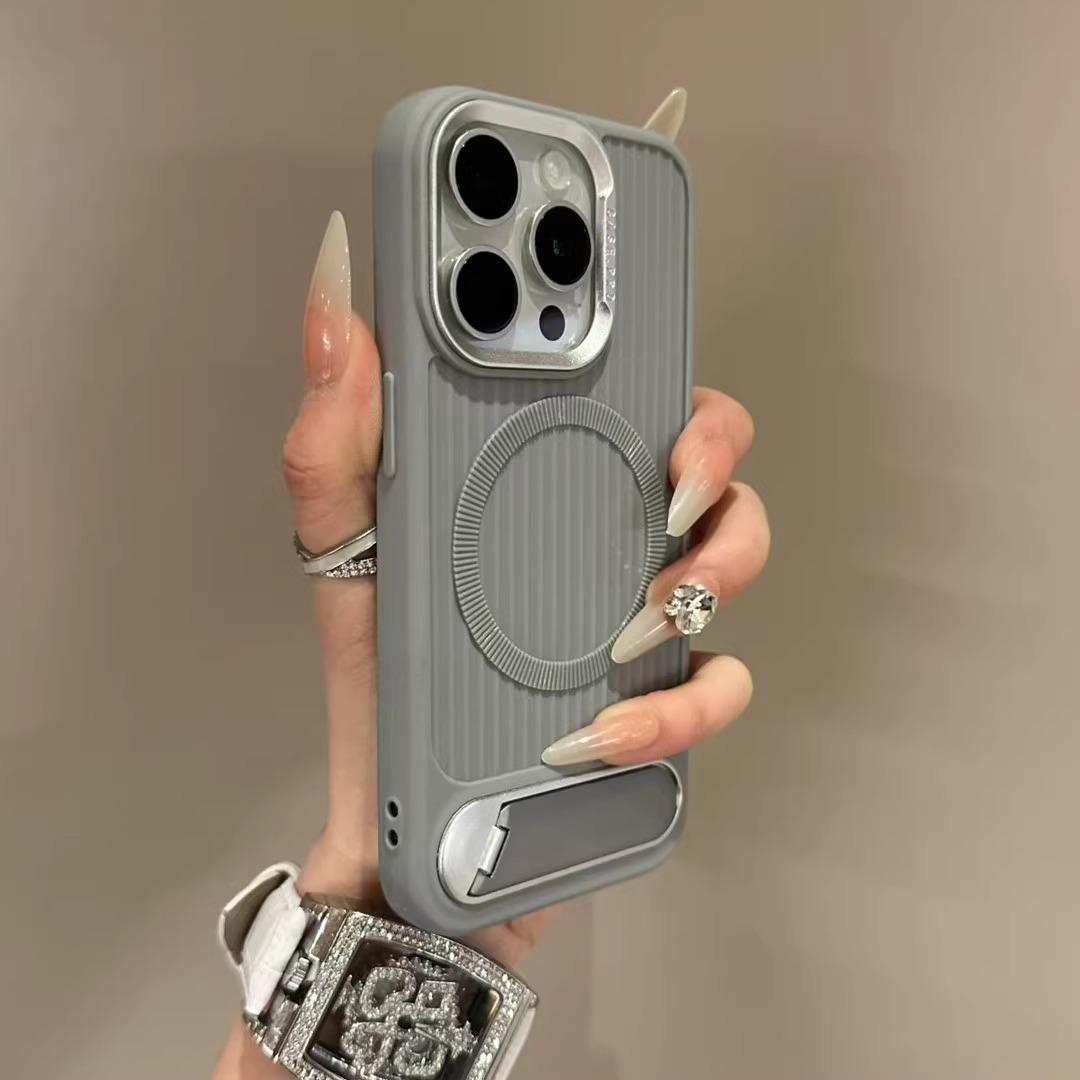 

Невидимая складная магнитная подставка для чехла MagSafe для iPhone 16 Pro Max 15 14 13 12 11 Pro Мягкий силиконовый противоударный чехол iPhone 16 серый