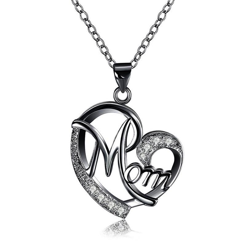 European & American Heart Pendant Necklace - 'Mom' Letter Clavicle Chain, Mother's Day Gift