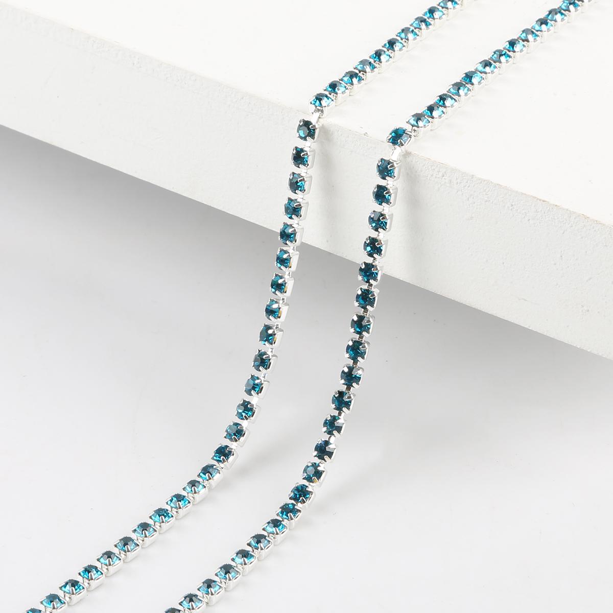 

Цепочка со стразами плотности 1 м, пришитая на клею серебряная основа, отделка стразами, аксессуары для самостоятельного изготовления SS6.5 Width 2.0MM