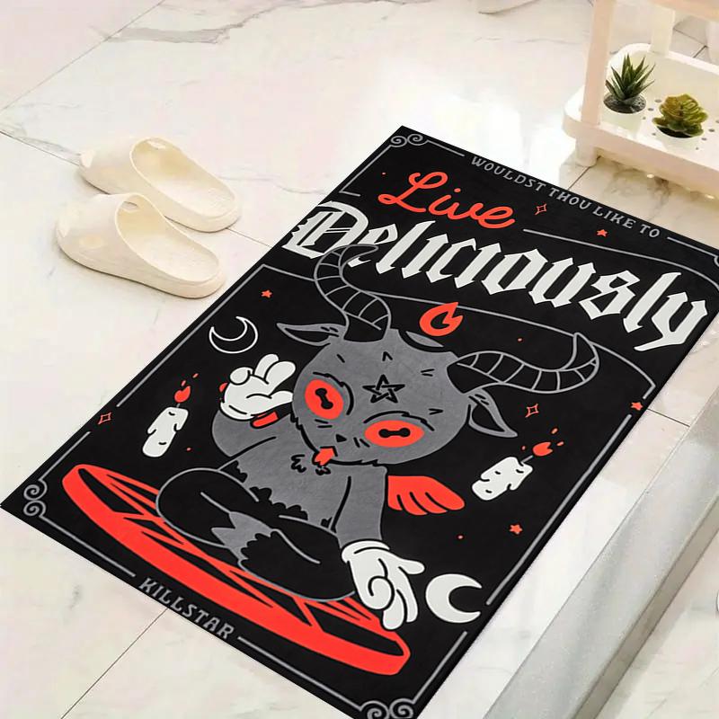 1Pc Live Deliciously Devil Rug Office Carpet Indoor Outdoor Doormat Nonslip Soft Comfortable Living Christmas Halloween Xmas Gift D92489