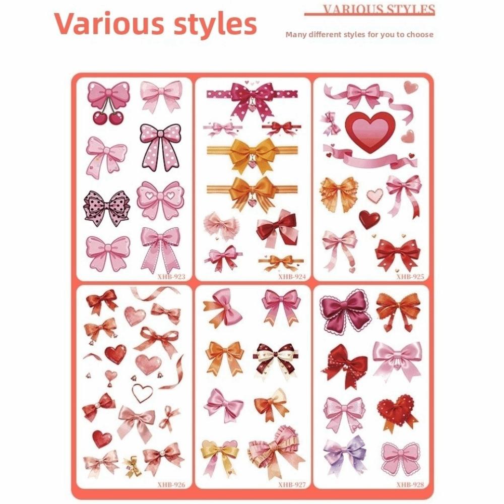 Pink Bowknot Ribbon Colorful Bow Tattoo Stickers Waterproof Makeup Stickers  Live House