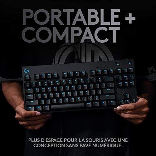 LOGITECH G - Clavier Gaming mécanique Pro, Conception Ultra-Portable sans Pavé numérique, cble Micro-USB Détachable - Noir
