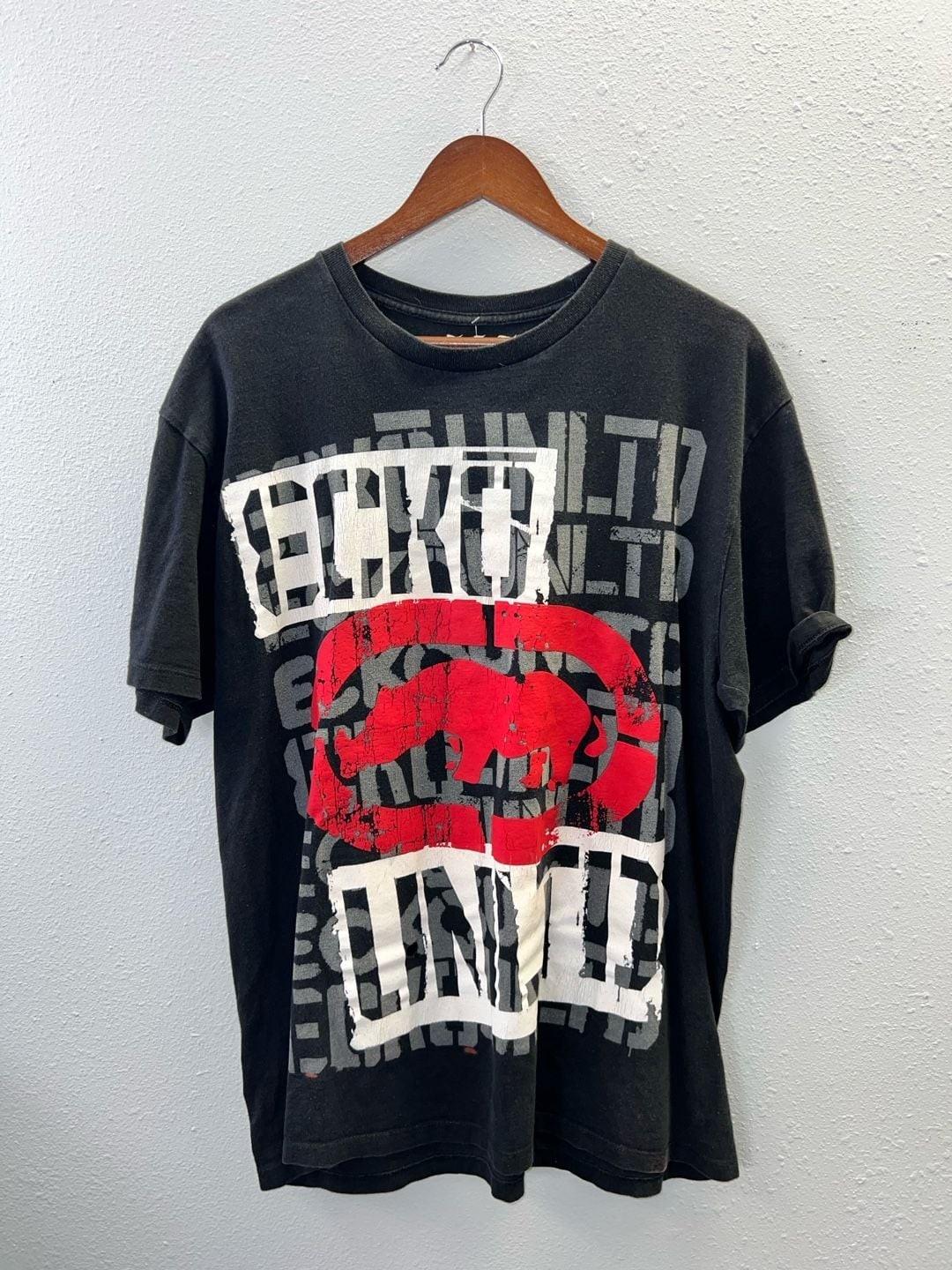 Vintage Ecko Unltd Graphic T Shirt Big Logo Rhino Black Tee XL 0216 Unisex T-Shirt XXXXL
