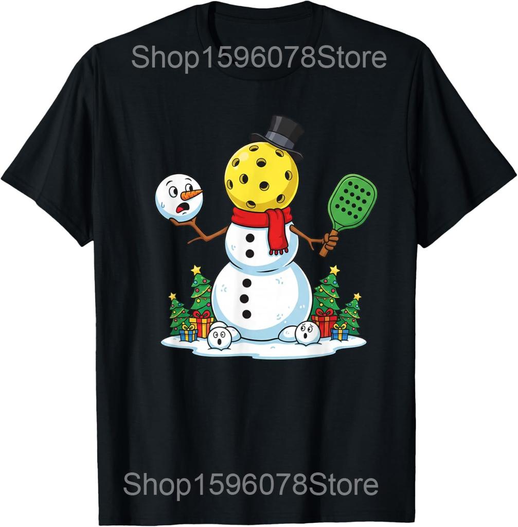 12 Days of Pickleball Christmas Players Season Sport Lover T Shirts Men Streetwear Tee Shirt Short Sleeve Unisex Loose Clothing