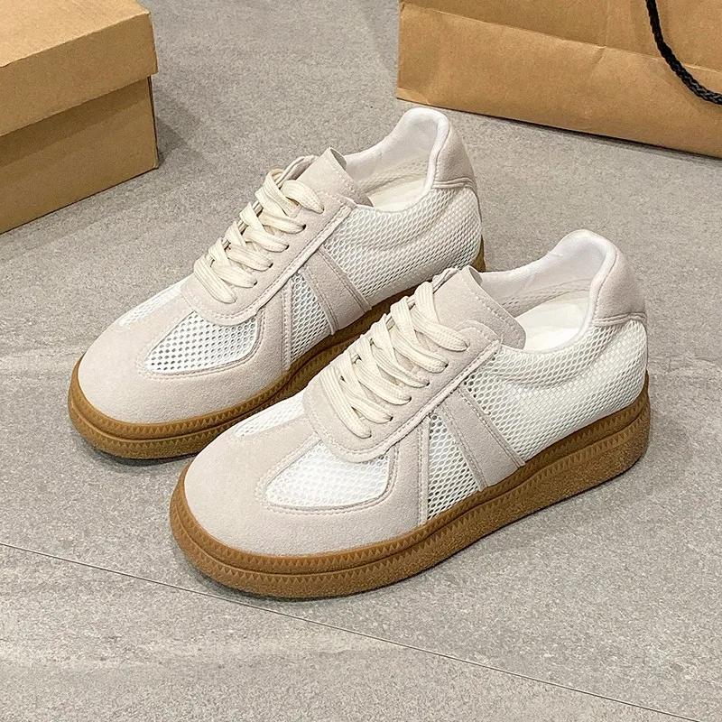 Fashion 2025 Brand Ladies Shoes Front Lace-up Women's Vulcanize Shoes New Outdoor Slip-Resistant Casual Best Seller Light Mesh Sneakers