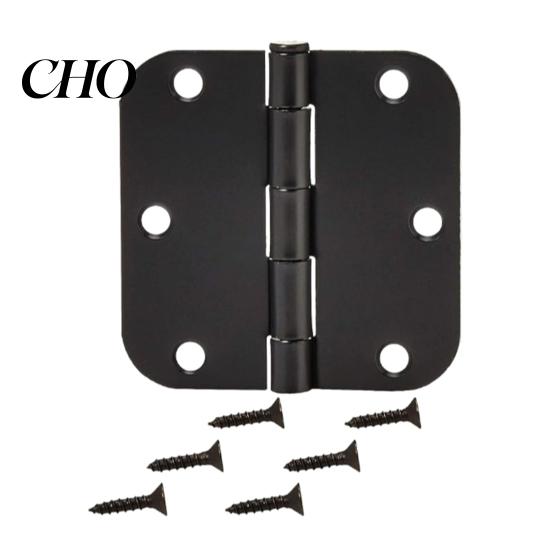 Rotatable Door Hinge 1/5Pcs Rounded Matte Black Hinges Flat Iron Bifold Residential Standard Bedroom Indoor House Hardware Essentials Accessories