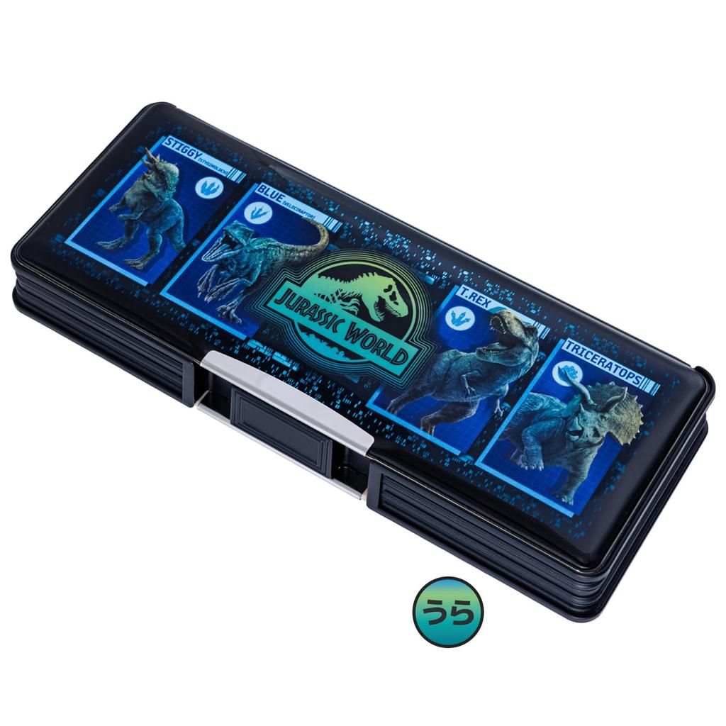Showa Note Jurassic World Holographic Pencil Case, Double-Sided Opening, Navy Blue with Glitter, 487527001