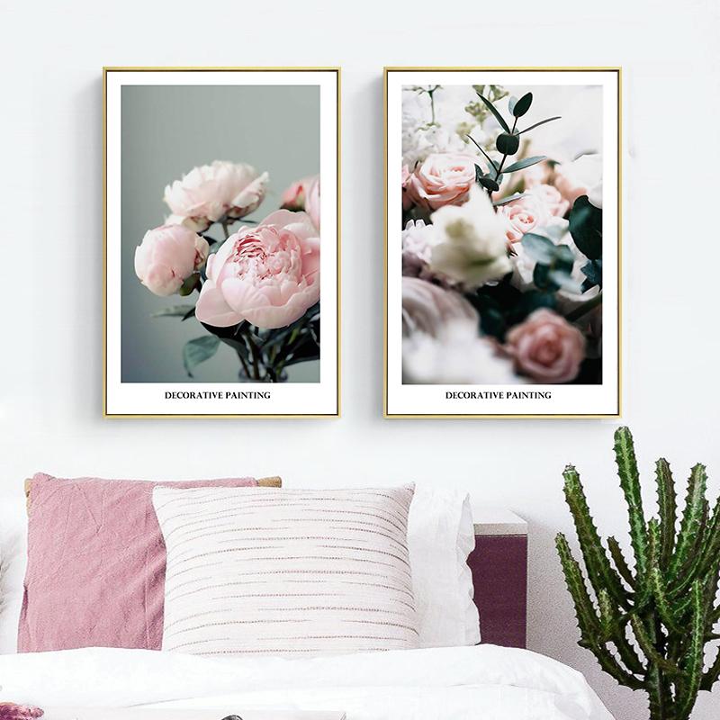 Pink Flower Rose Wall Art Canvas Painting Nordic Posters and Prints Home Decoration Wall Pictures for Living Room Bedroom Decor