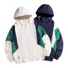 Men's Spring/Autumn Hooded Patchwork Jacket, Trendy Color Block, Loose Fit, Plus Size, Unisex.