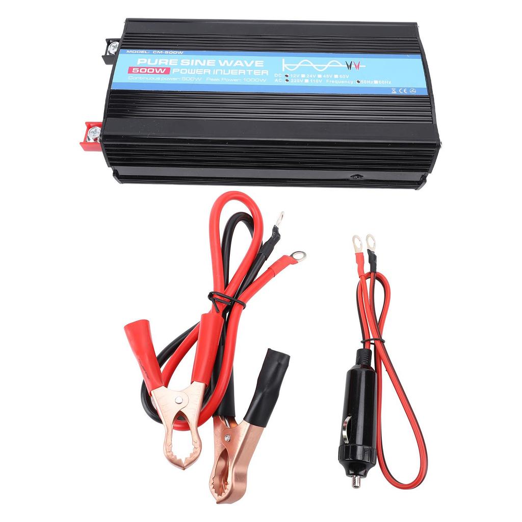 Pure Sine Wave Inverter 500W 12V DC To 120V AC Car Solar Power Converter With 2 USB Digital LCD