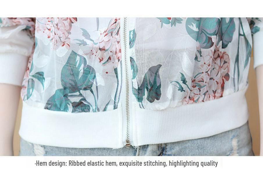 Chiffon Langarm Sonnenschutzjacke für Damen - Mittleren Alters Lässig Übergröße Bedruckte Strickjacke Oberbekleidung