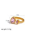 Waterproof Jewelry 18K Gold-plated Stainless Steel Rings Non-fading Fashionable Luxurious Adjustable Opening Zircon Finger Ring