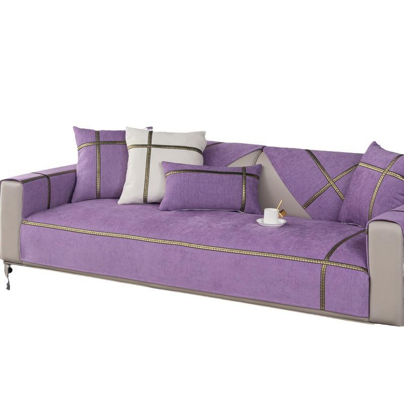 Light Luxury Style Sofa Cushion Modern Simple High-end Leather Anti-slip Cushion Four-season Chenille Sofa Cover Cover