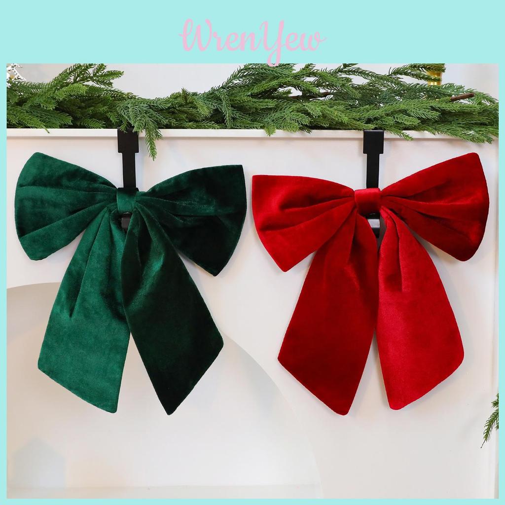 Ghirlanda di Fiocchi di Velluto di Natale con Glitter per Decorazione Albero Festivo
