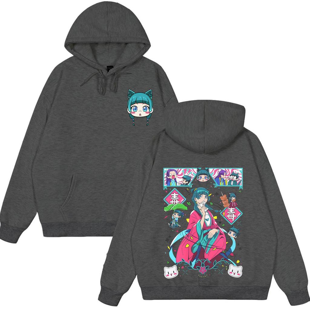 Sudadera con capucha impresa de Anime The Apothecary Diaries para hombre y mujer, sudaderas Hip-hop Punk, Tops de punto holgados casuales de invierno con forro polar, talla grande