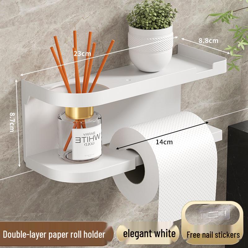 Punch-Free Wall-Mounted Tissue Holder for Kitchen or Bathroom Rolls