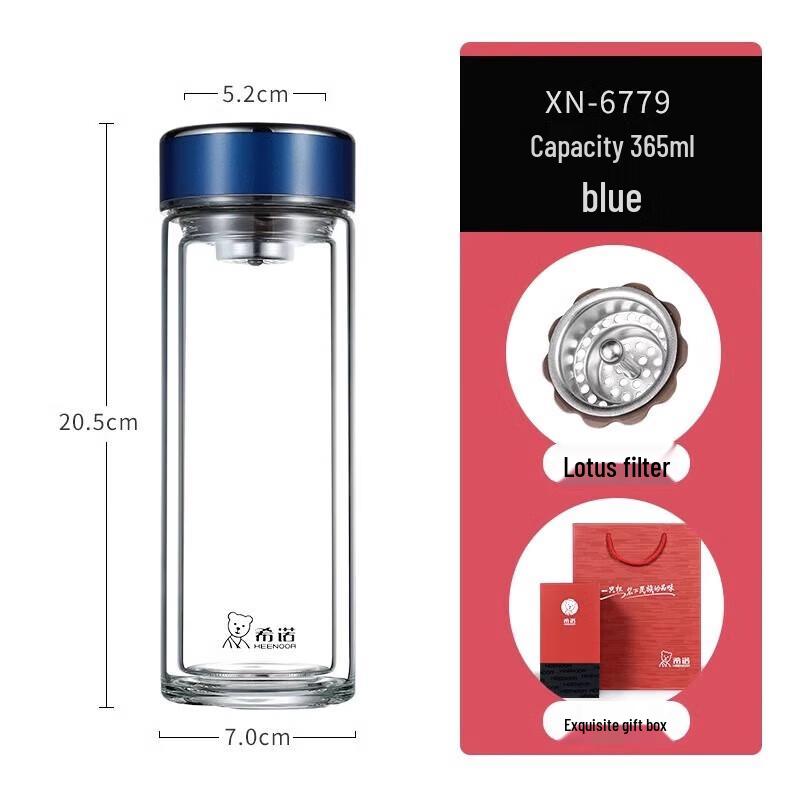 Heenoor Double Wall Glass Cup with Carry Loop