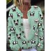 Cardigan Tricot Femme Col Rond Boutonnage Simple Imprimé Floral Manches Longues Vêtement d'Extérieur Décontracté