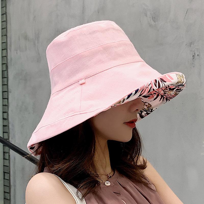 Sonnenhut für Damen im Frühling und Sommer, großer künstlerischer doppelseitiger Glockenhut, vielseitiger Reise-Fischerhut