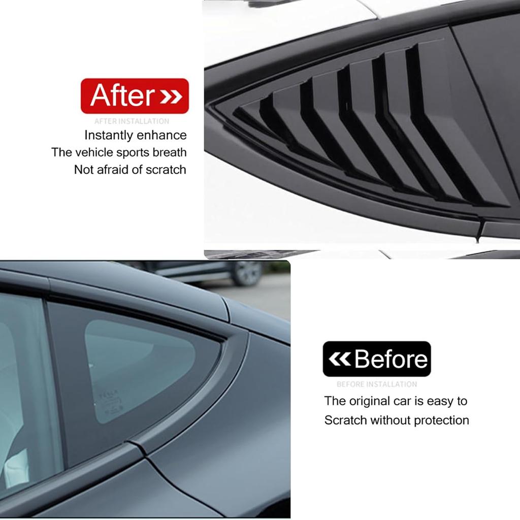 For Model Y Side Window Louver Cover Sport Style for Tesla Model Y    2024 2025 Juniper Accessories 2Pcs(Glossy Black)