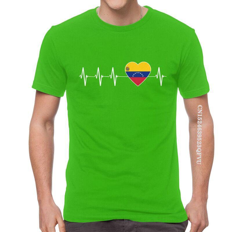 Venezuelan Heartbeat T Shirts Men Fashion T Shirt Cotton Oversized I Love Venezuela Flag Heart Tshirt Unique Tees Tops